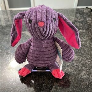 Prime Pets Dog Toy Adorable Plush Bunny Squeaky Purple & Pink NWT 11” x 8”